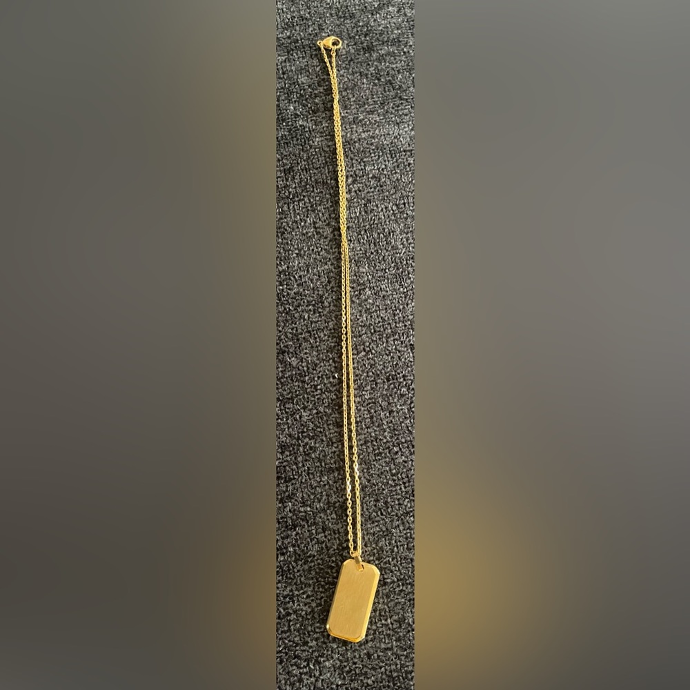 New 14KT Gold Plated Stainless Necklace with Dogtag Pendant w/ 24” chain
